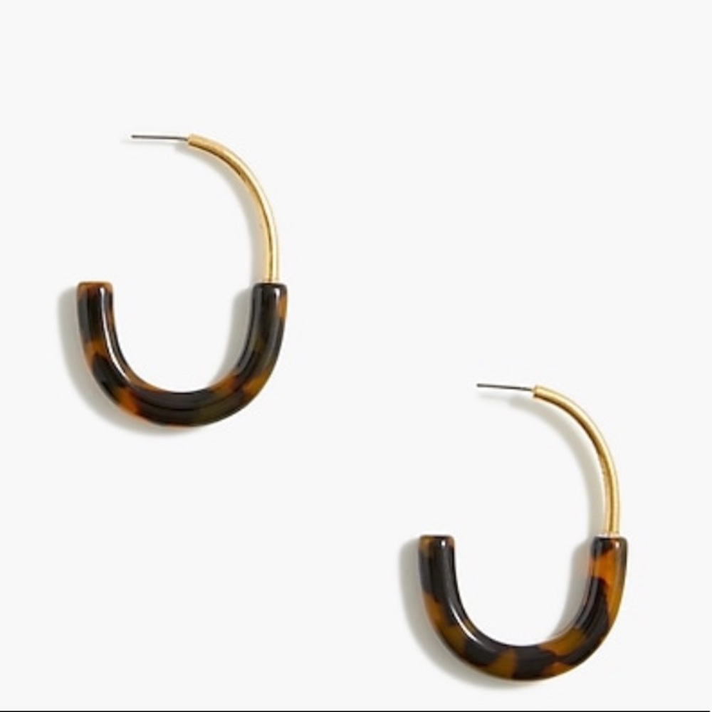 2/$30 NWT J Crew gold metal tortoise hoop earrings new